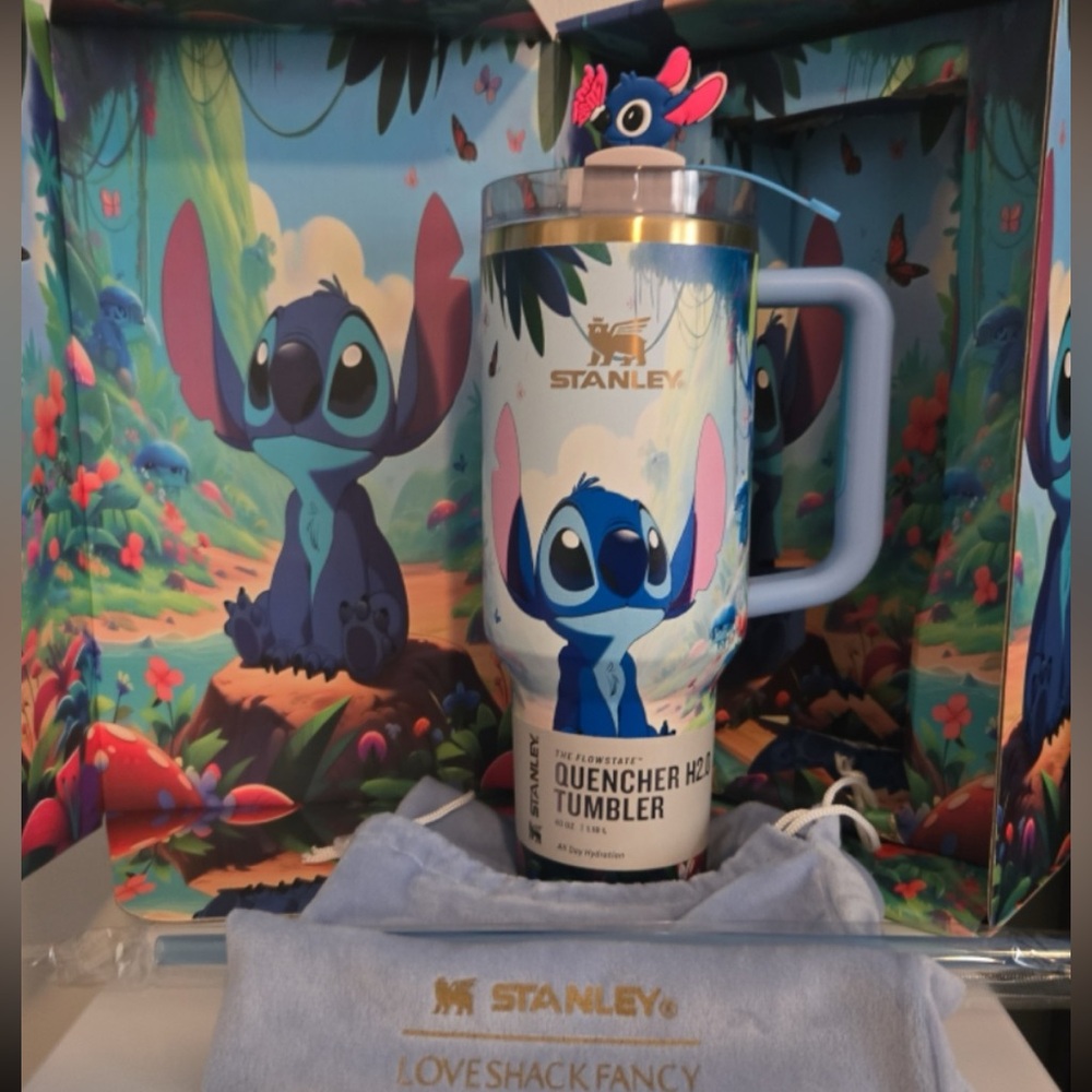 Stanley Quencher Tumbler with Blue Stitch Design